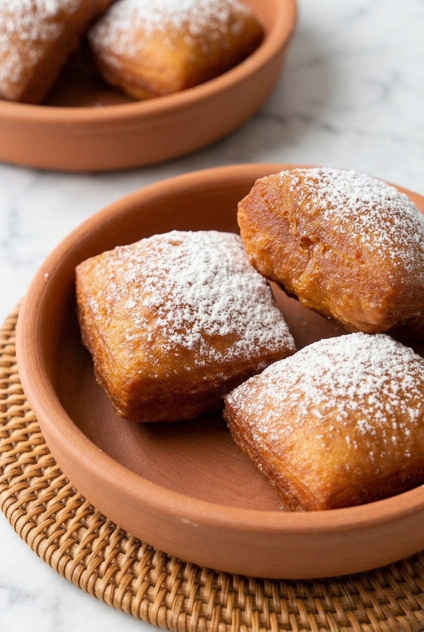 sweet potato beignets dinner scene