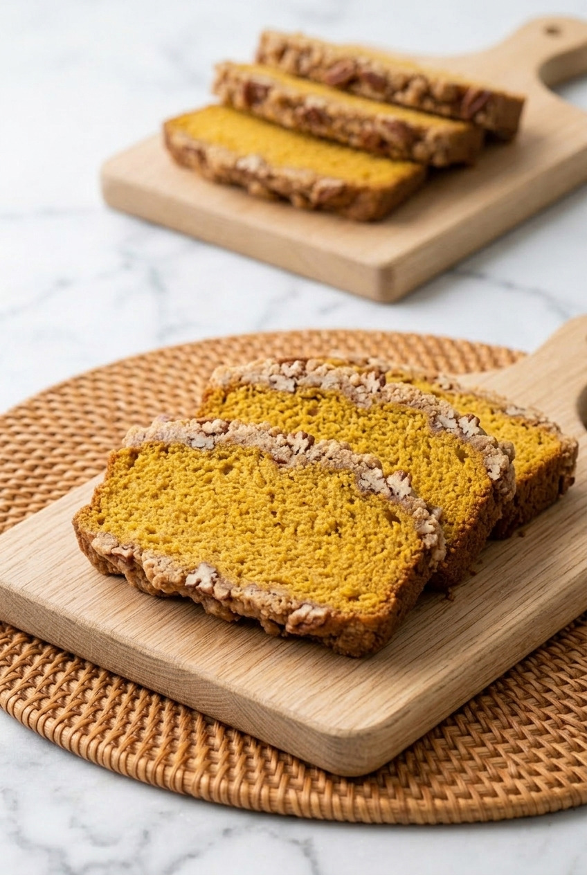 sweet potato bread with pecan streusel dinner scene