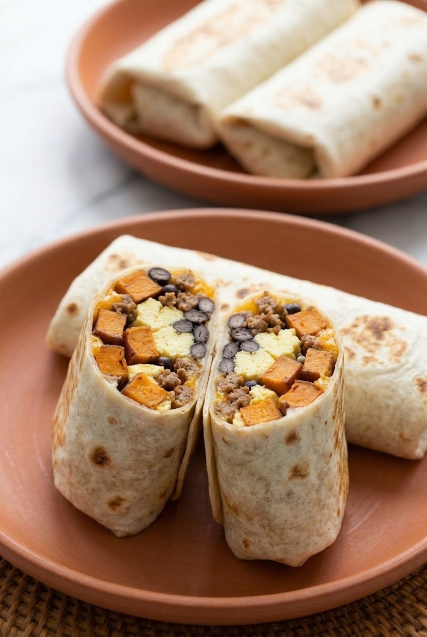 sweet potato breakfast burritos dinner scene