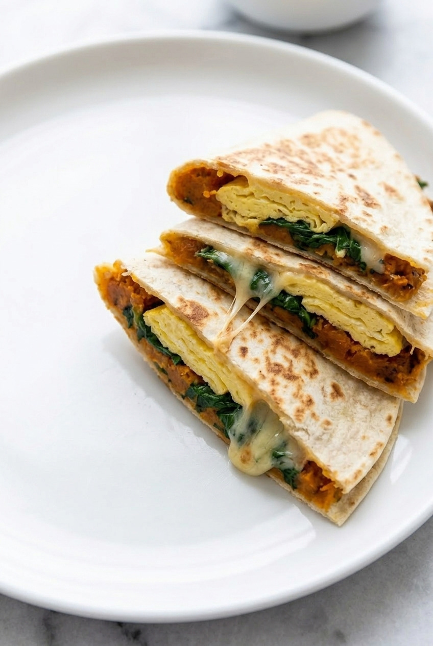 sweet potato breakfast quesadilla side view