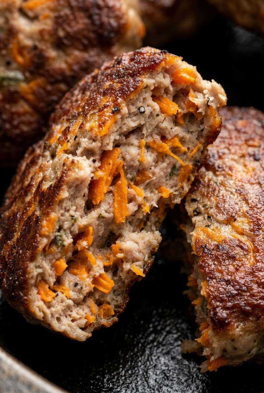 sweet potato breakfast sausage patties close up