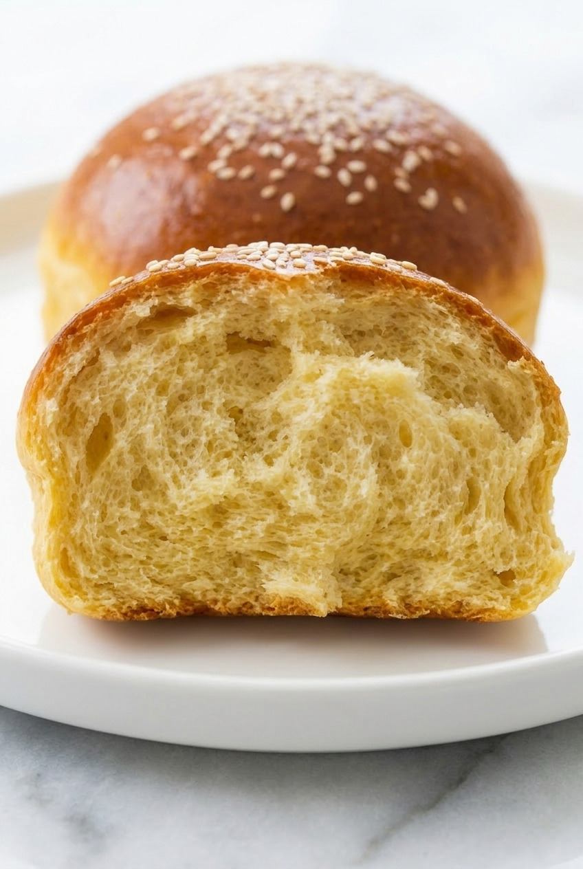 sweet potato brioche buns close up