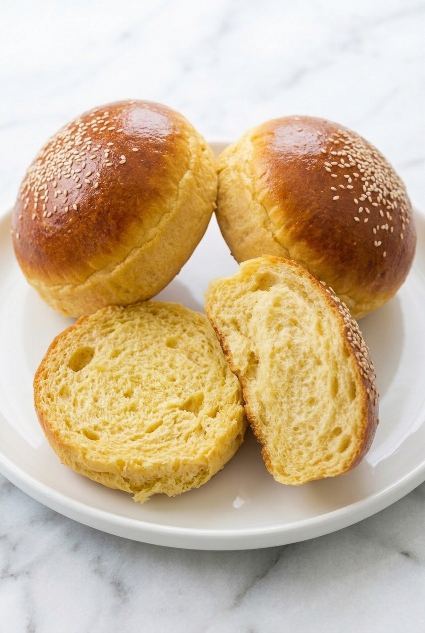 sweet potato brioche buns side view