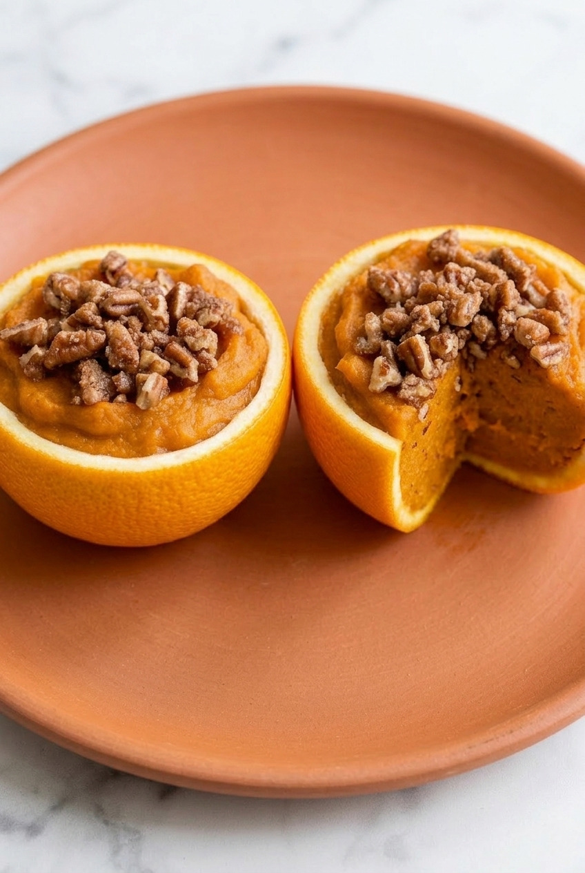 sweet potato casserole stuffed into orange cups served