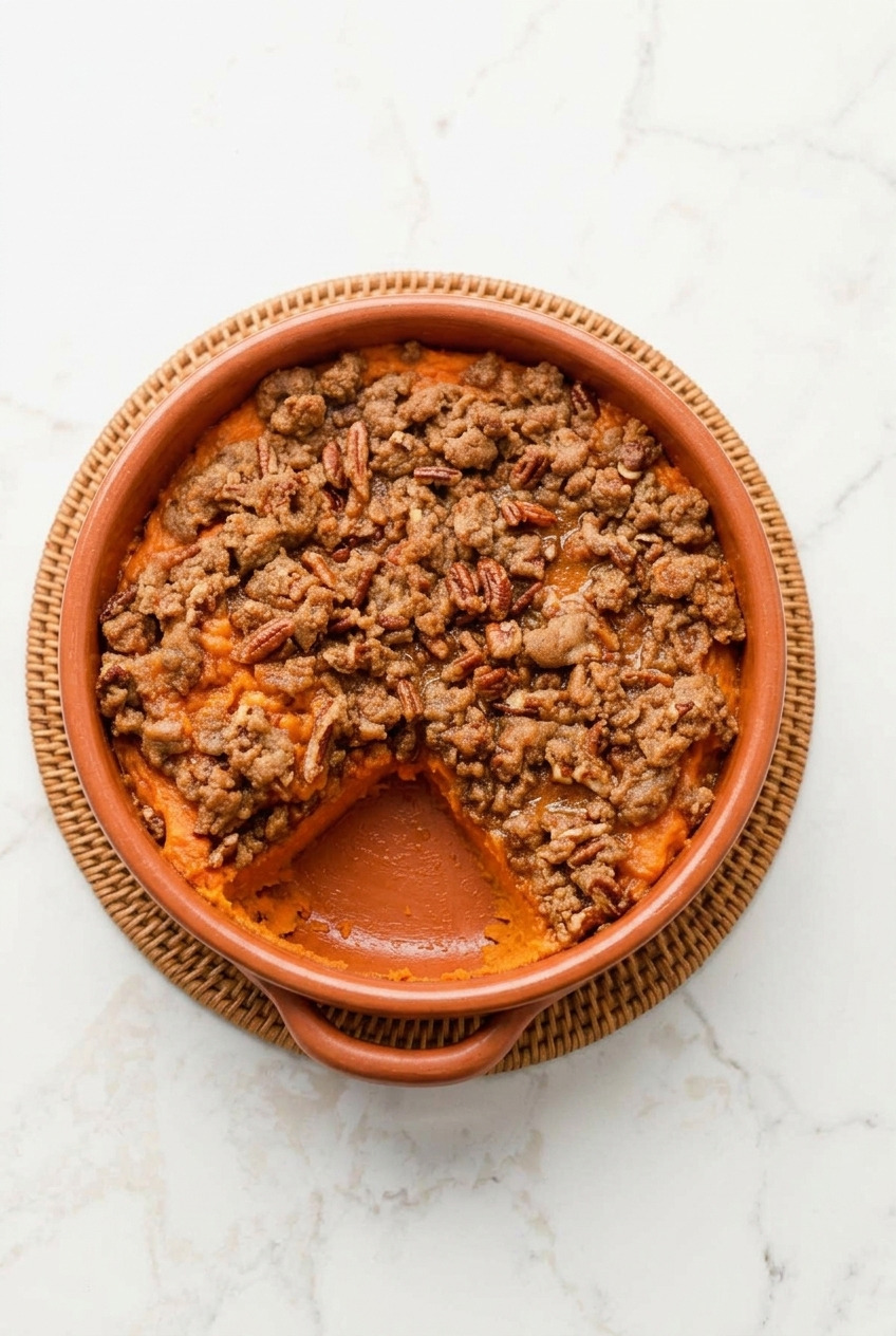 sweet potato casserole with brown sugar pecan streusel