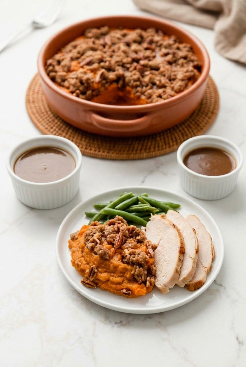 sweet potato casserole with brown sugar pecan streusel complete meal