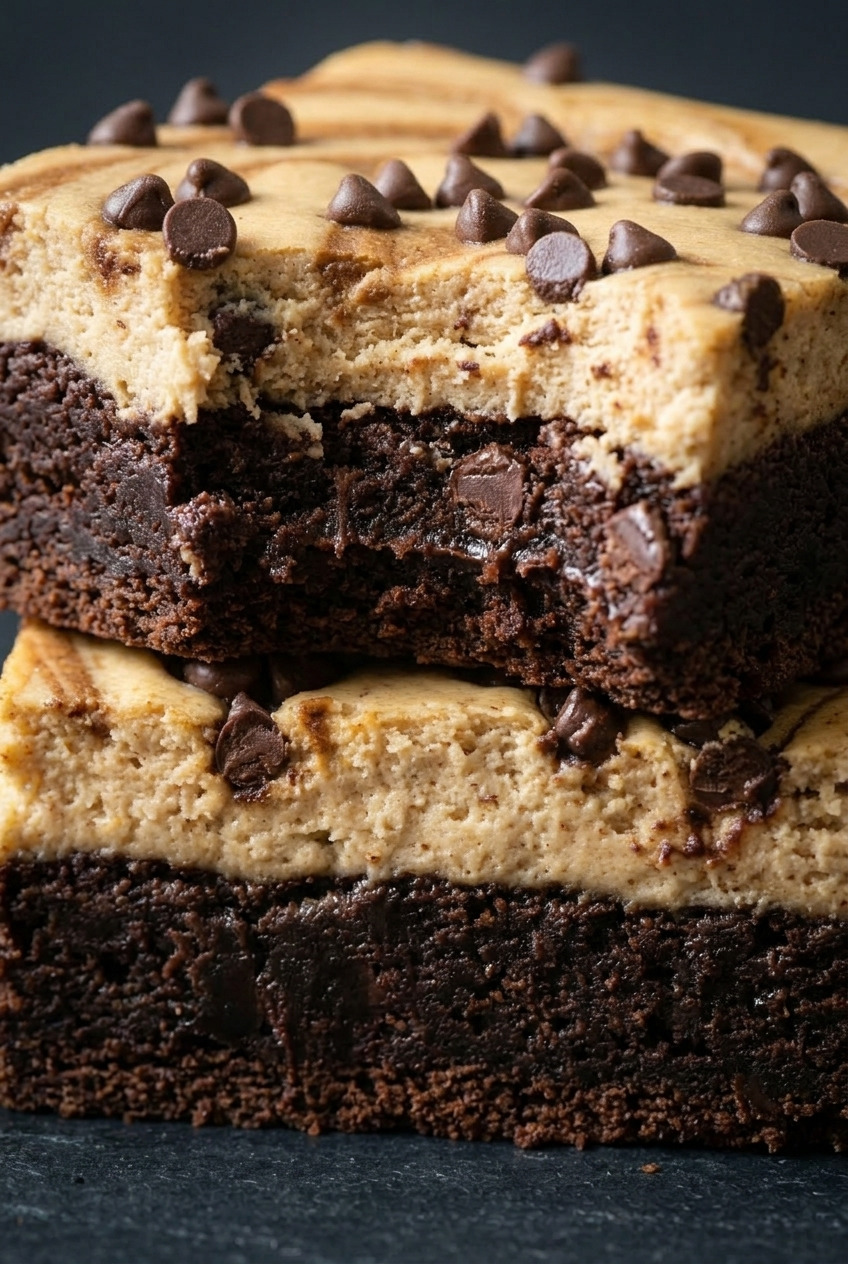 sweet potato cheesecake brownies close up
