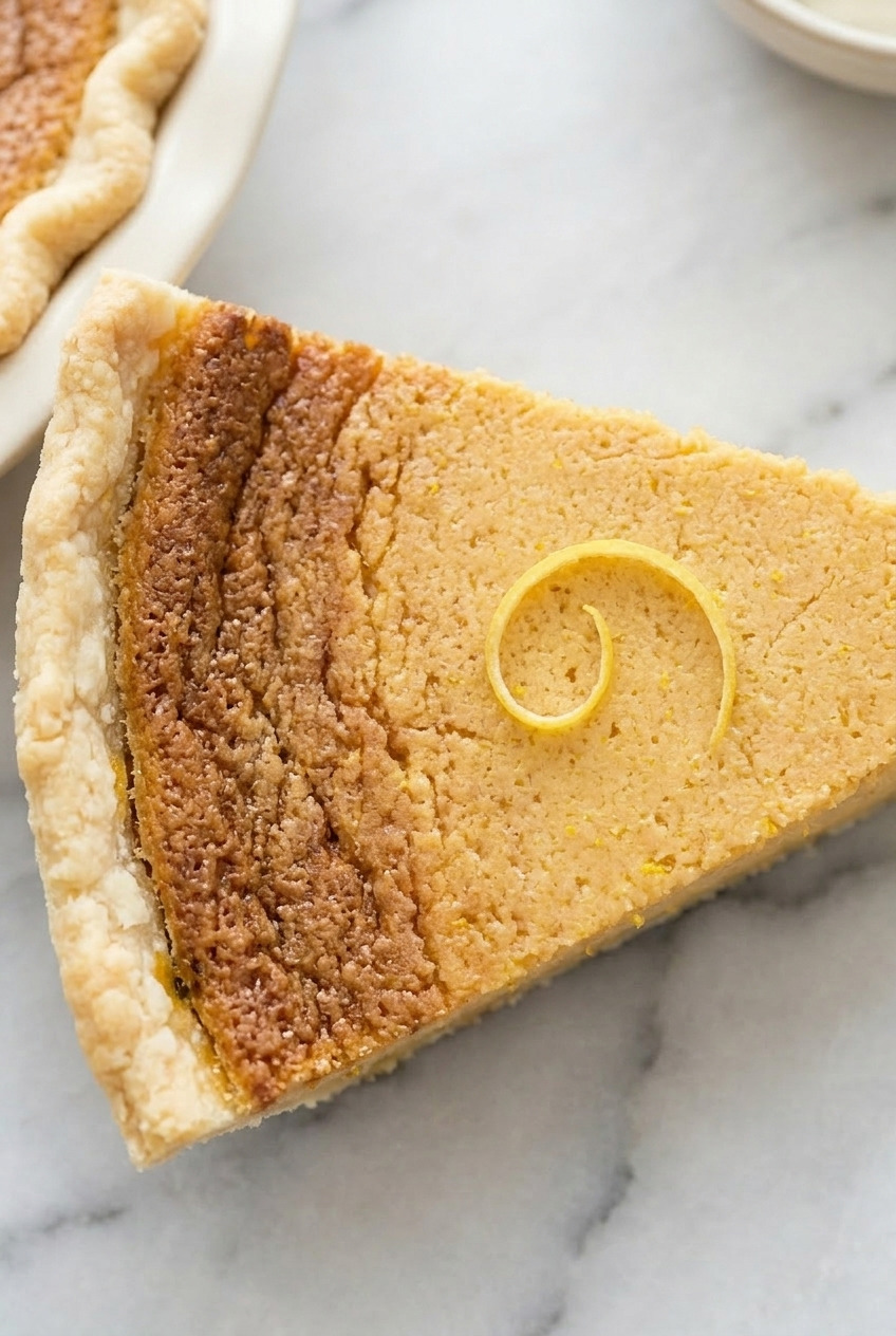 sweet potato chess pie close up