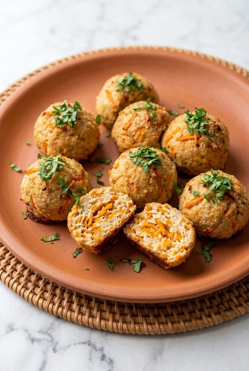 sweet potato chicken meatballs side view