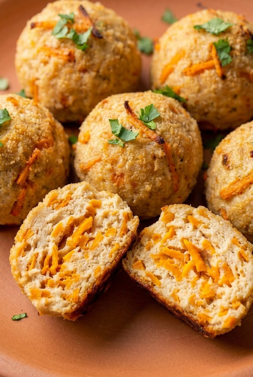 sweet potato chicken meatballs served