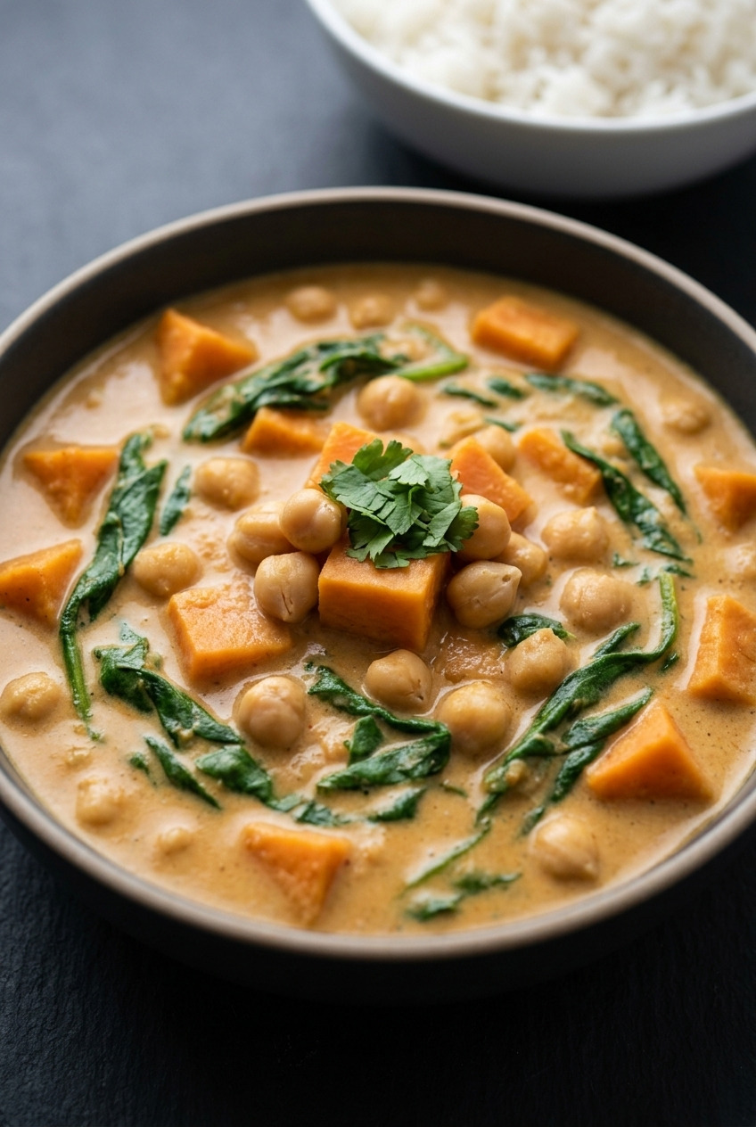 sweet potato chickpea coconut curry