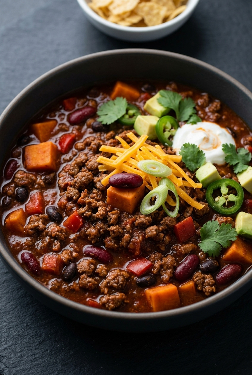 sweet potato chili with ground beef