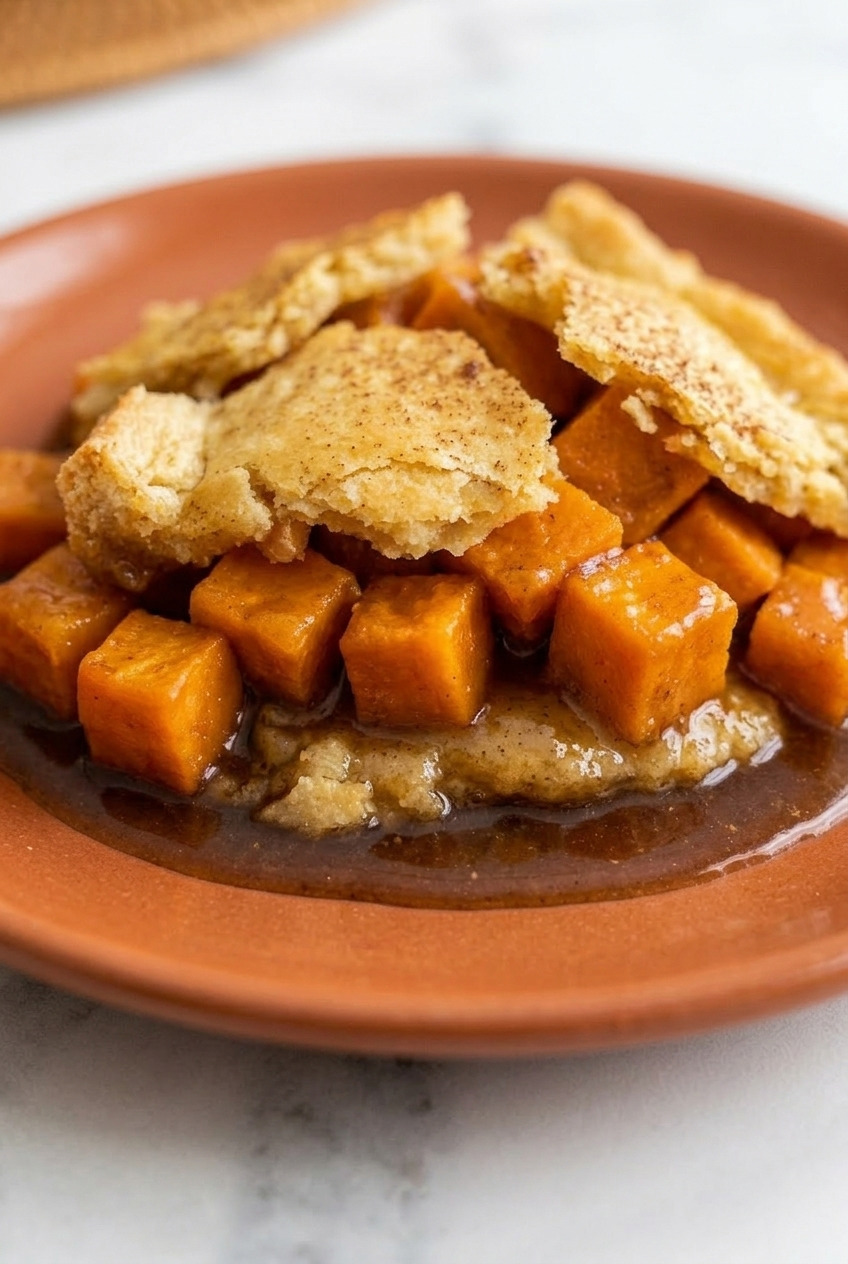 sweet potato cobbler side view