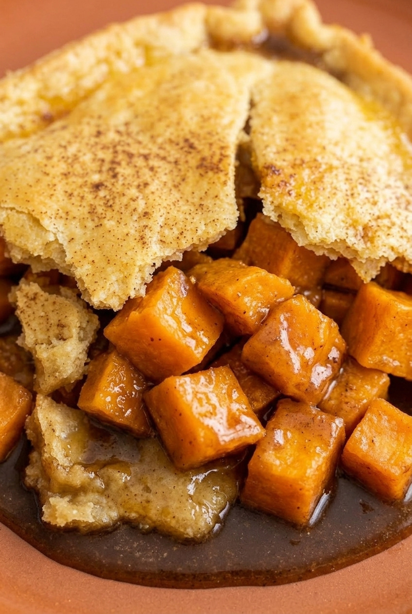 sweet potato cobbler served