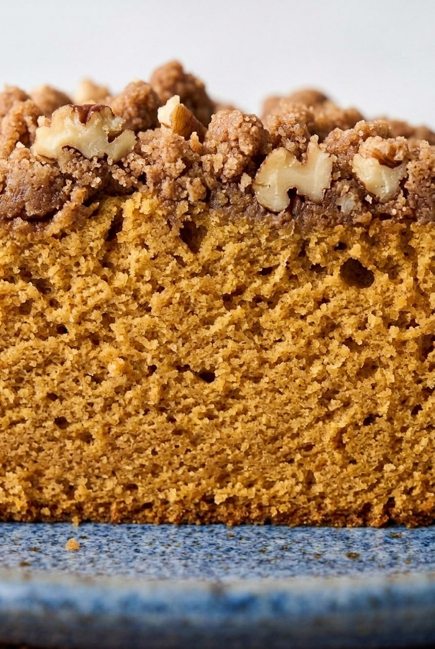 sweet potato coffee cake with streusel close up