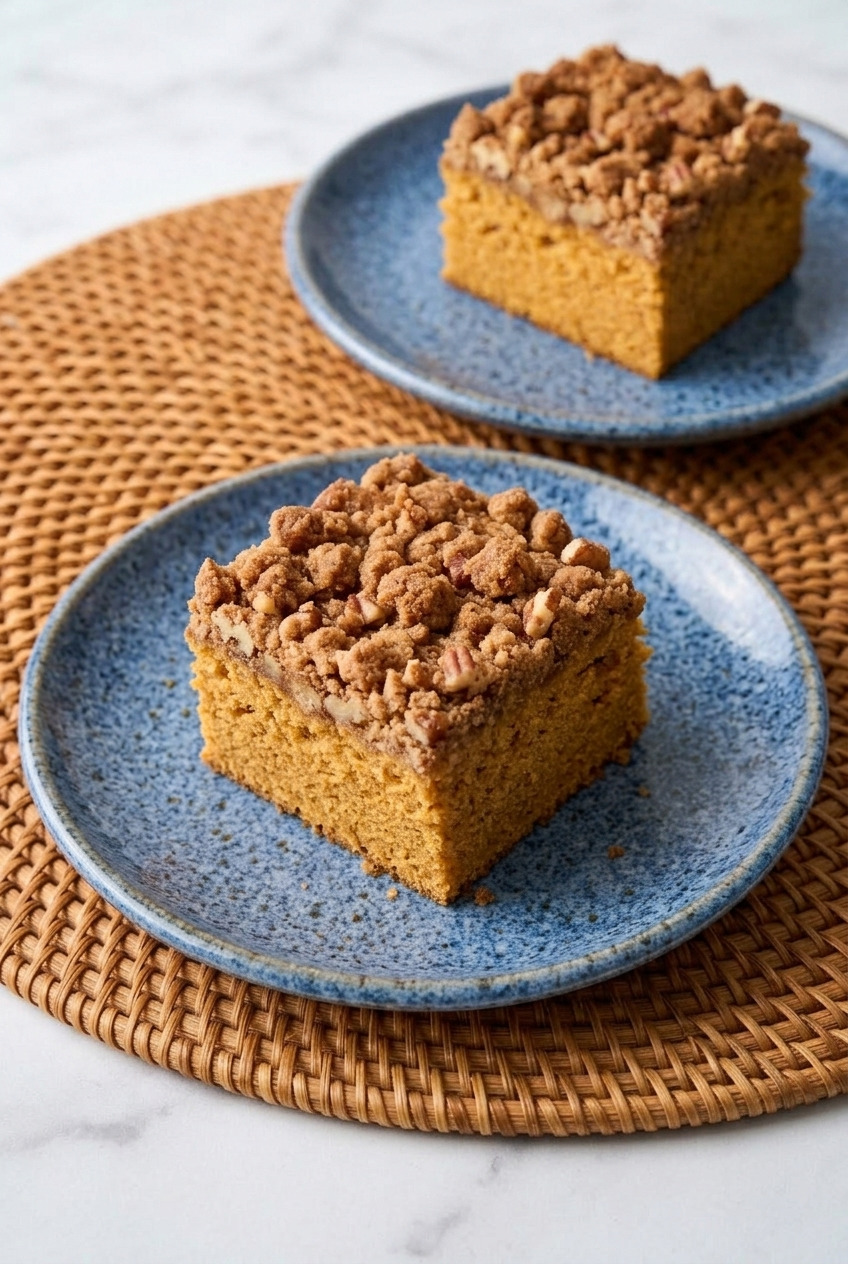 sweet potato coffee cake with streusel dinner scene