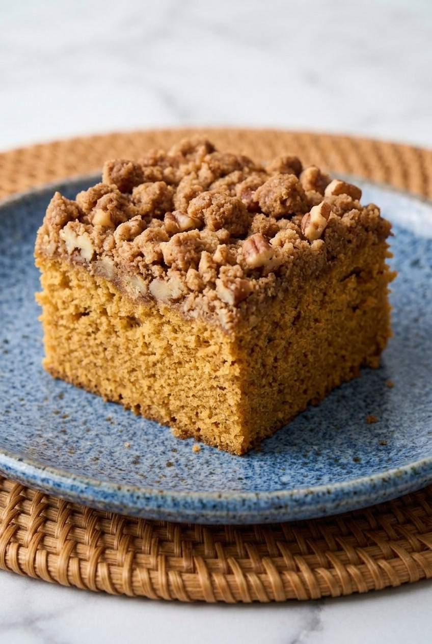 sweet potato coffee cake with streusel side view