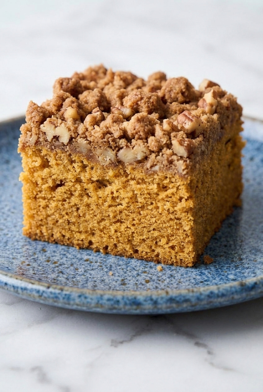 sweet potato coffee cake with streusel served