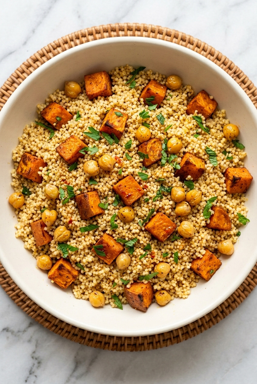 sweet potato couscous salad with chickpeas