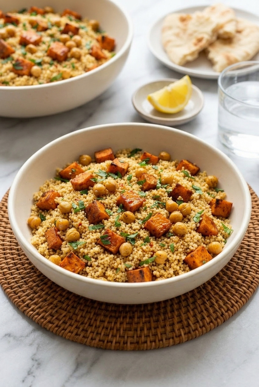 sweet potato couscous salad with chickpeas complete meal