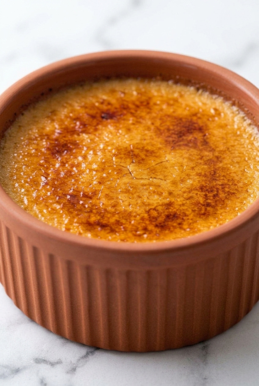 sweet potato creme brulee side view