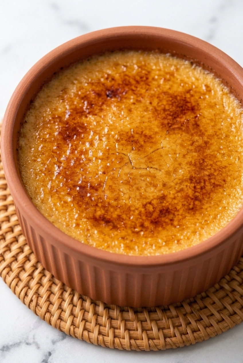 sweet potato creme brulee served