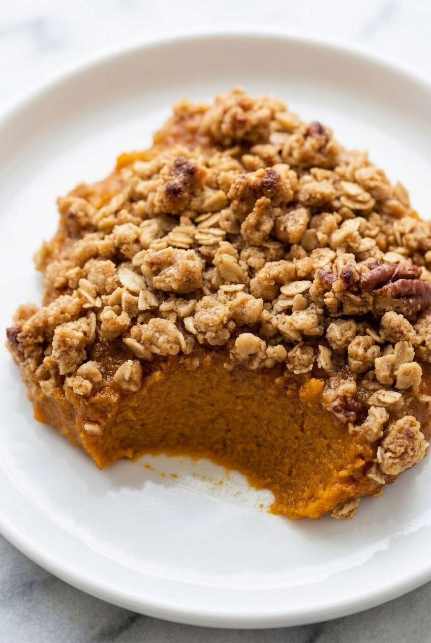 sweet potato crumble crisp served