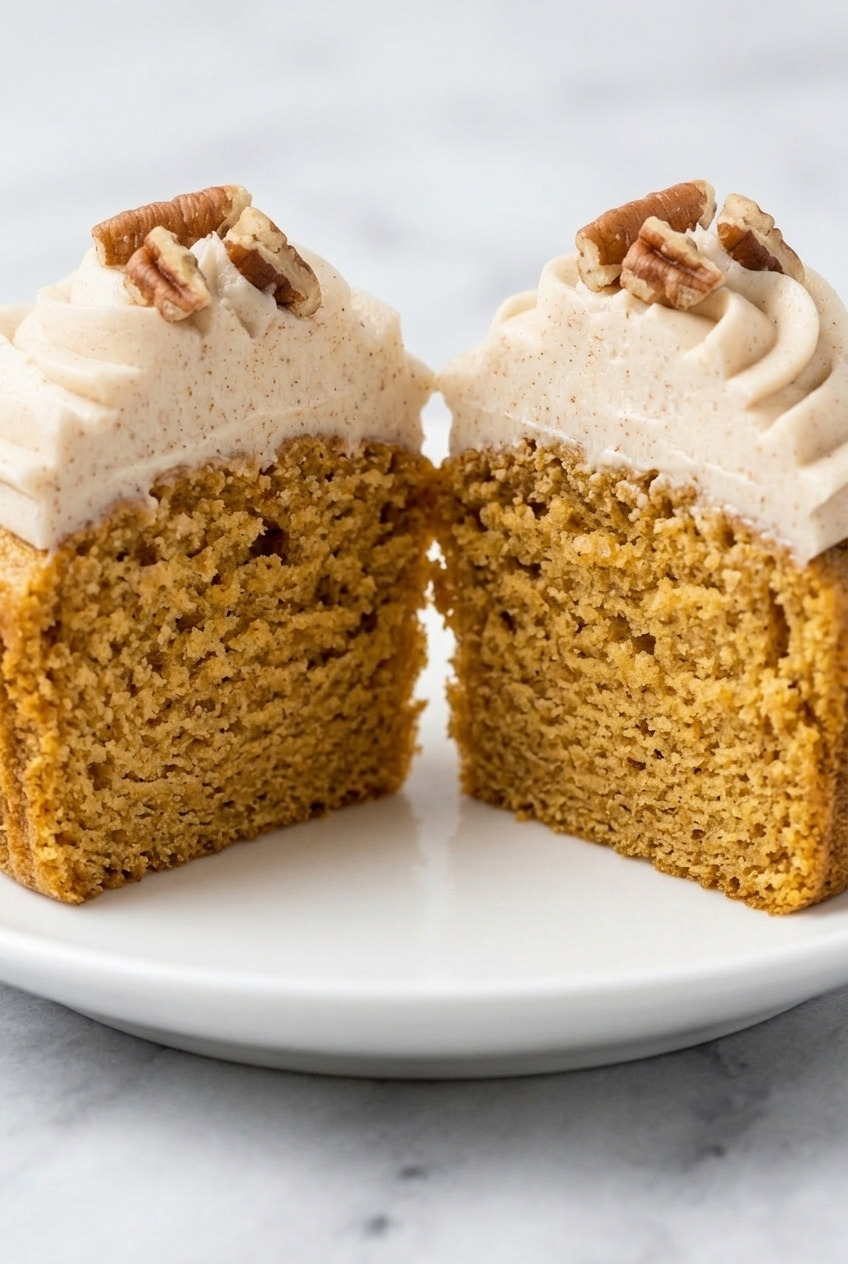 sweet potato cupcakes with cream cheese frosting close up