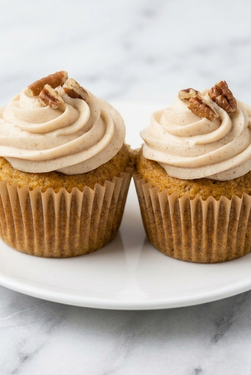 sweet potato cupcakes with cream cheese frosting served