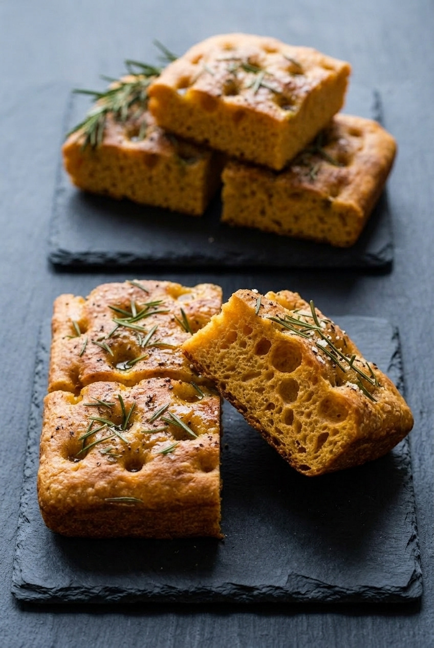 sweet potato focaccia dinner scene