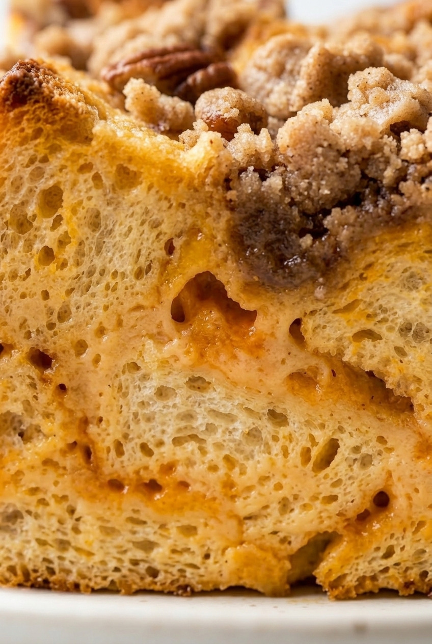 sweet potato french toast casserole close up