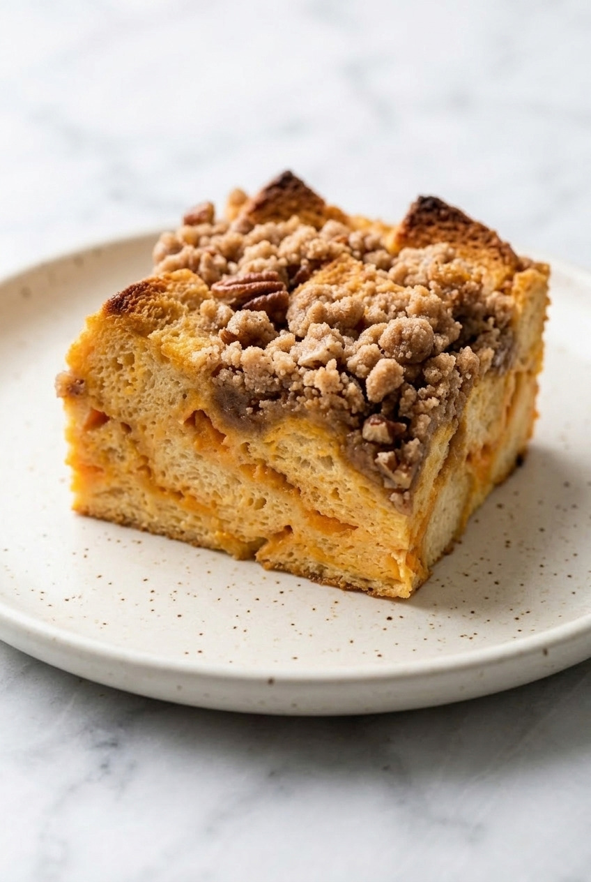 sweet potato french toast casserole side view