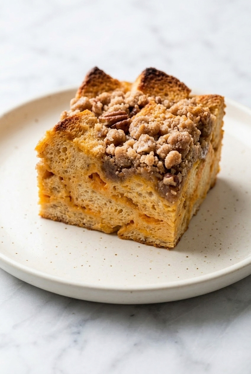 sweet potato french toast casserole served