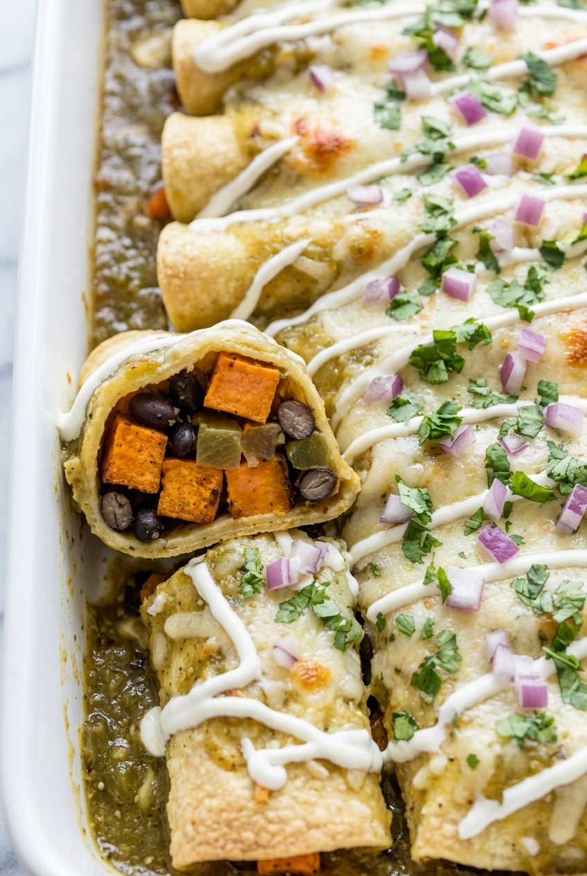 sweet potato green chile enchiladas verdes