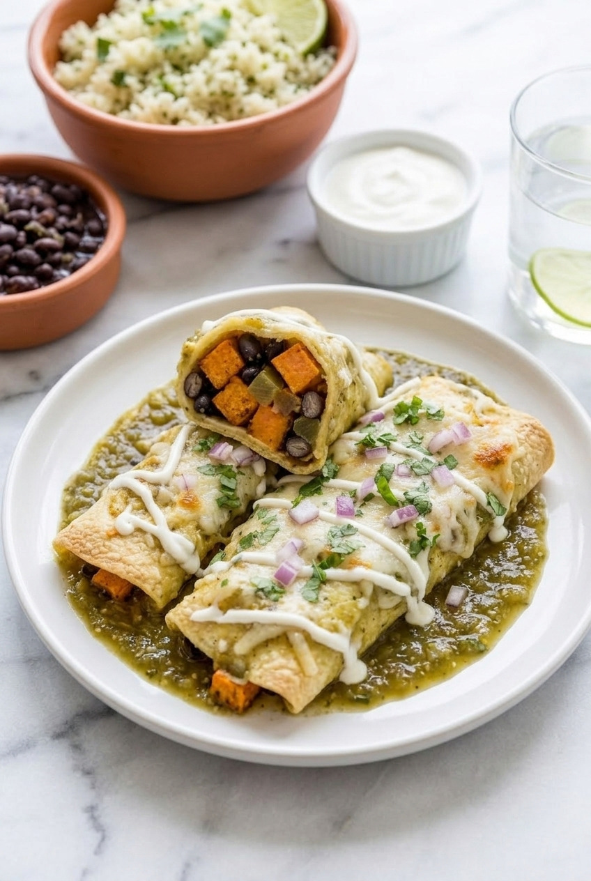 sweet potato green chile enchiladas verdes complete meal