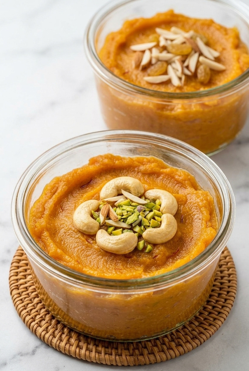sweet potato halwa indian sweet potato pudding dinner scene