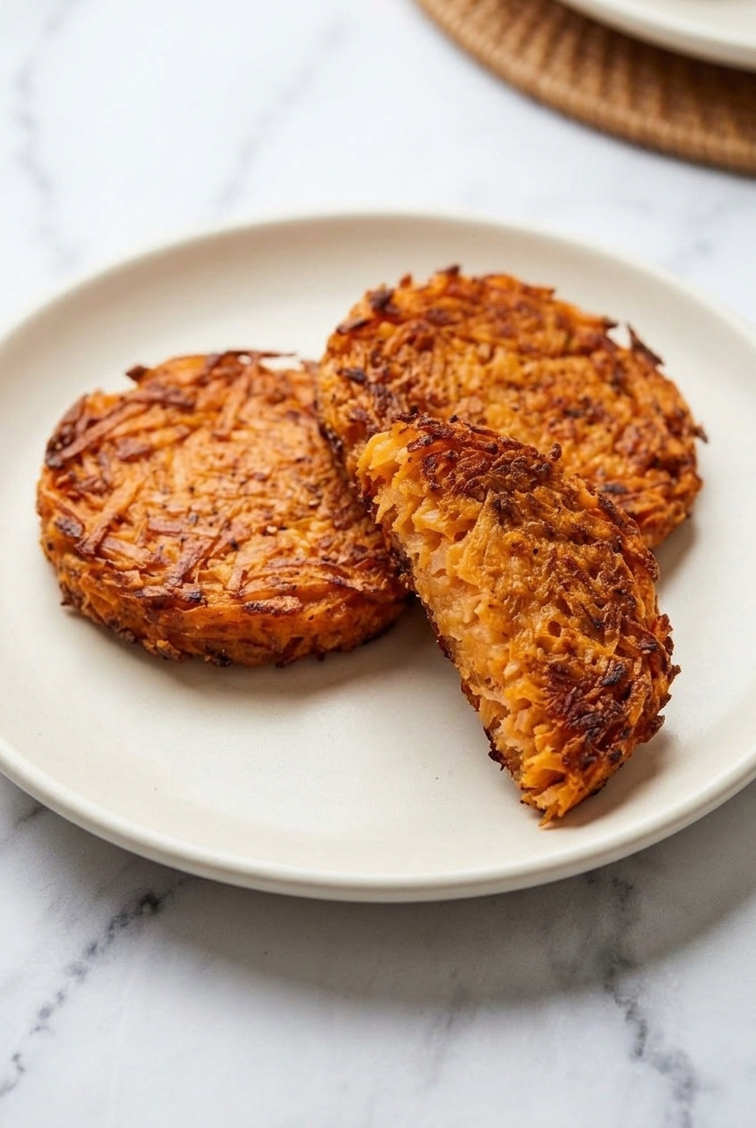 sweet potato hash brown patties side view