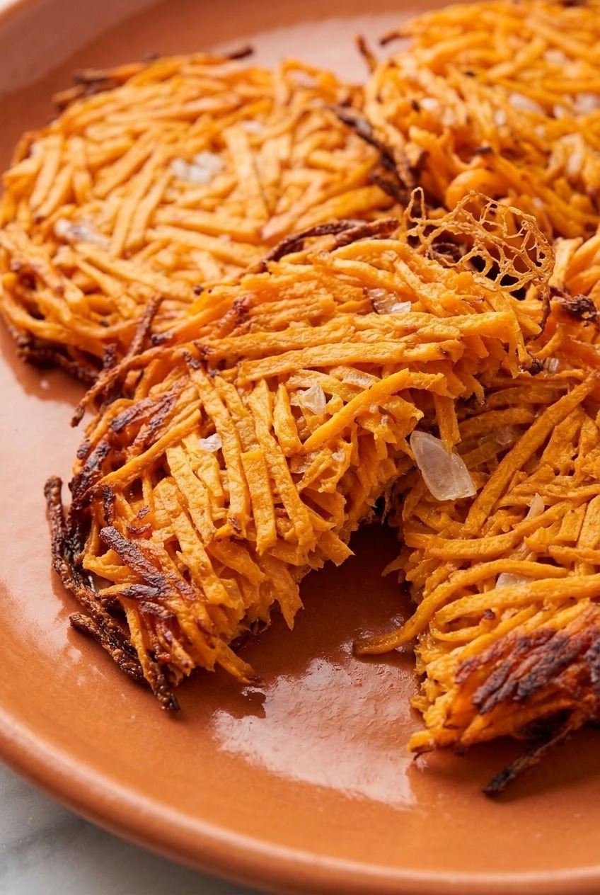 sweet potato hash browns close up