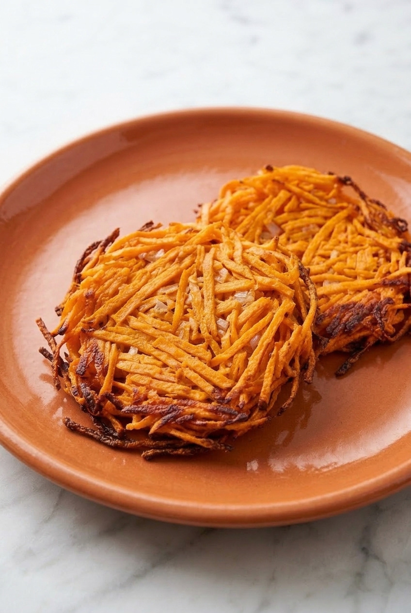 sweet potato hash browns side view