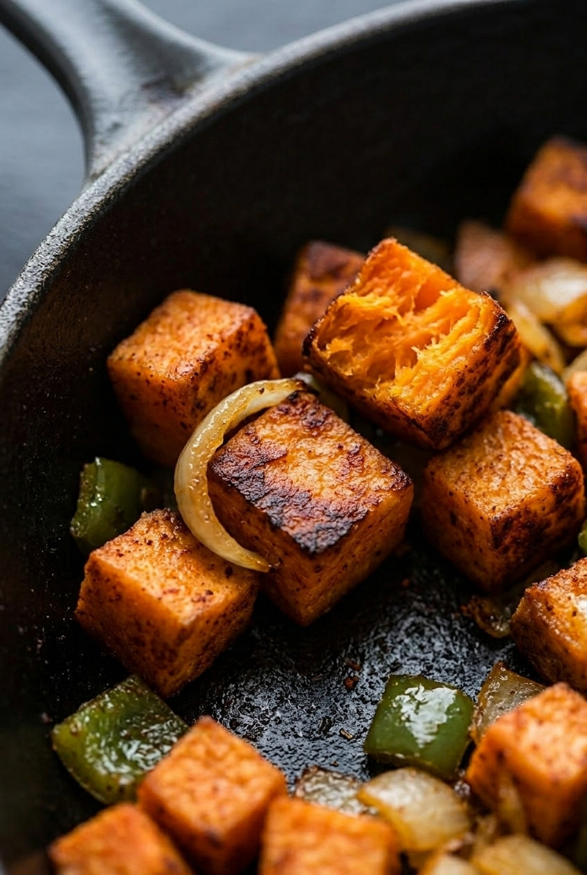 sweet potato home fries close up