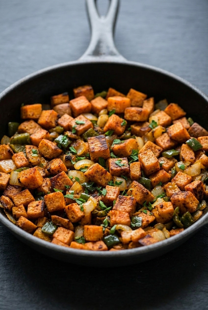 sweet potato home fries side view