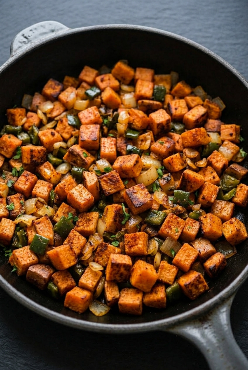 sweet potato home fries served
