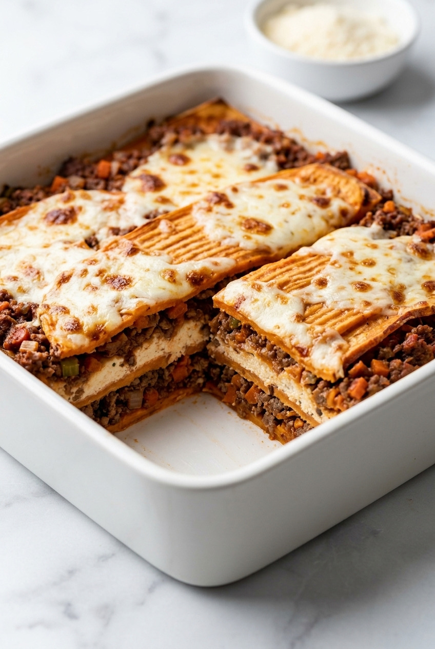 sweet potato lasagna with beef bolognese