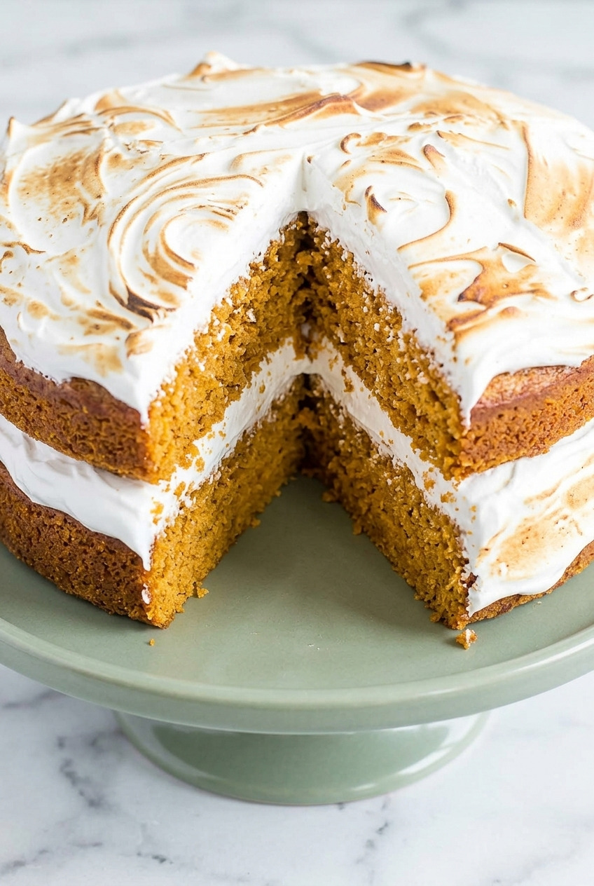 sweet potato layer cake with marshmallow filling