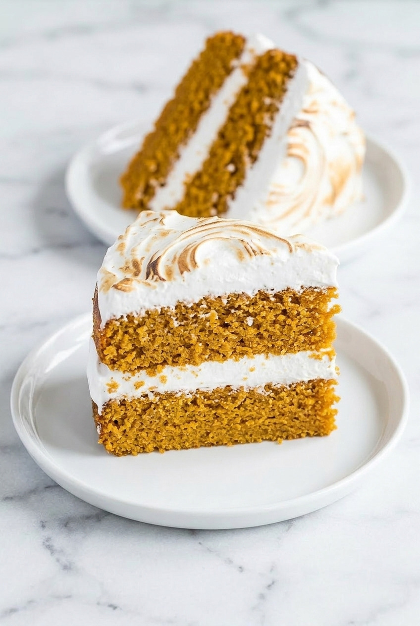 sweet potato layer cake with marshmallow filling dinner scene
