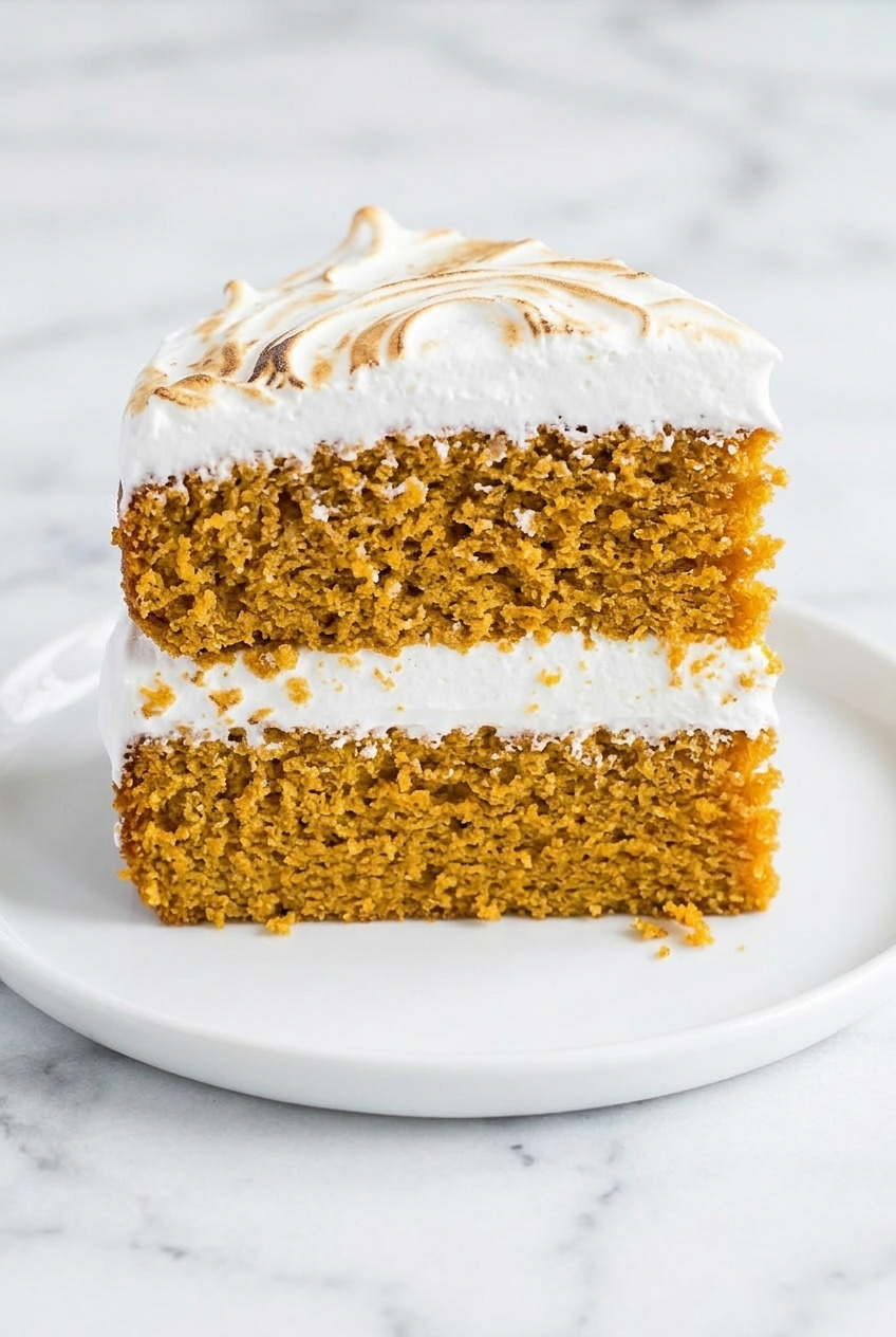 sweet potato layer cake with marshmallow filling side view