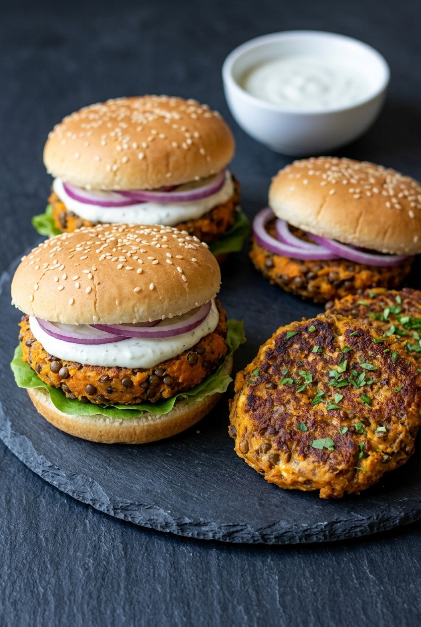 sweet potato lentil burgers