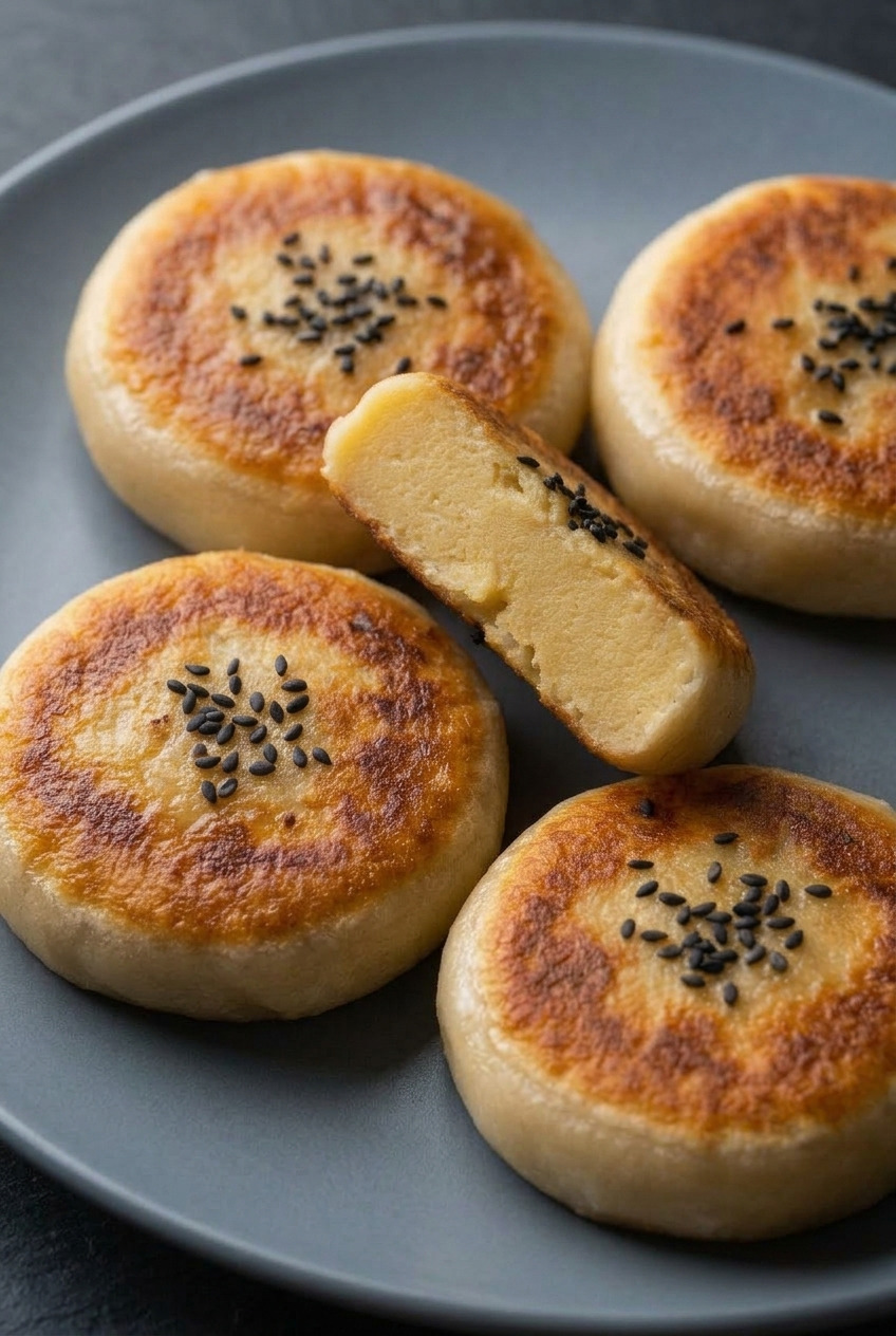 sweet potato mochi served