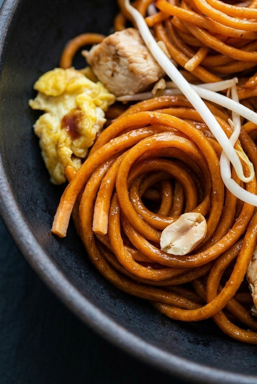 sweet potato noodle pad thai close up