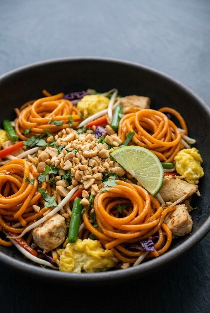 sweet potato noodle pad thai side view